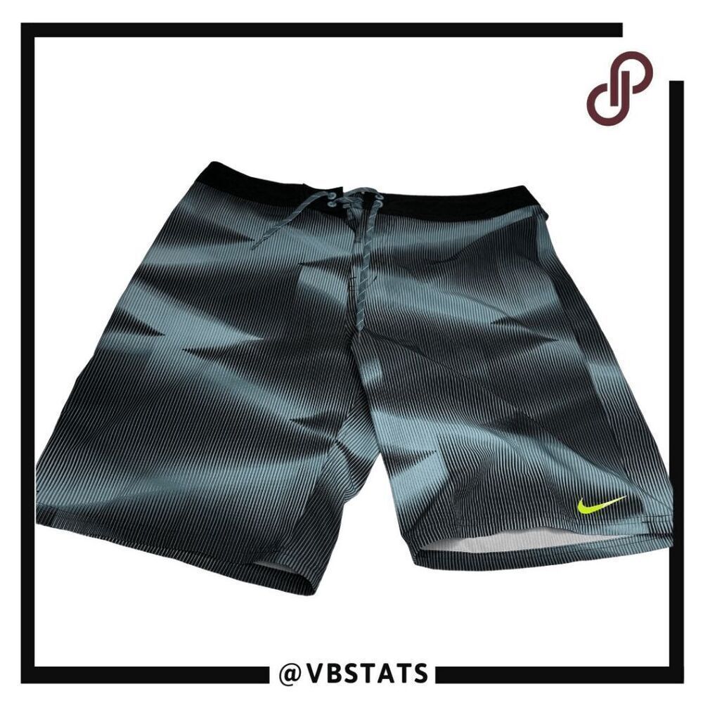 Nike Men's Drawstring Geometric Vapor Stretch Board Shorts‎ Black Blue Size 36